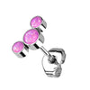 Titanium Stud Earring Titan Threadless Push In Earring Stud 3 Round Bezel Setting Opal Curve Top