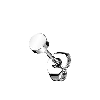 Titan Ohrstecker Rund Flach Silber