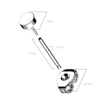 Titan Ohrstecker Rund Flach Silber