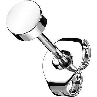 Titan Ohrstecker Rund Flach Silber