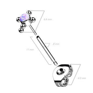 Titanium Stud Earring Cross Zirconia Opal Silver