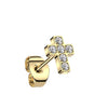Titanium Stud Earring Cross Zirconia Gold Silver