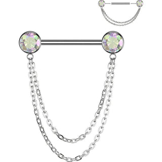 Titan Nippelpiercing Kugel Zirkonia Anhänger Push-In