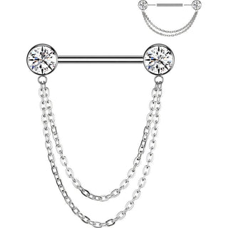 Titan Nippelpiercing Kugel Zirkonia Anhänger Push-In