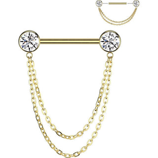 Titan Nippelpiercing Kugel Zirkonia Anhänger Push-In
