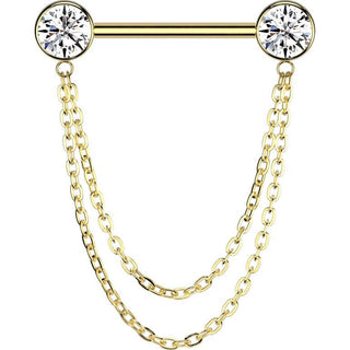 Titan Nippelpiercing Kugel Zirkonia Anhänger Push-In