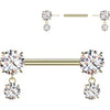 Titanium Nipple Piercing Prong Setting Cubic Zirconia Dangle Push-In