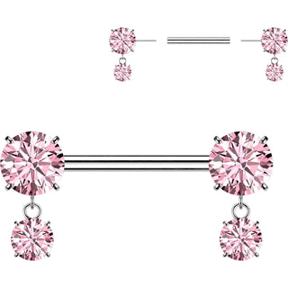 Titanium Nipple Piercing Prong Setting Cubic Zirconia Dangle Push-In