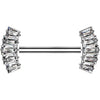 Titan Nippelpiercing Baguette Schliff Fächer Zirkonia Push-In