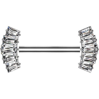 Titan Nippelpiercing Baguette Schliff Fächer Zirkonia Push-In