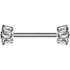 Titan Nippelpiercing Baguette Schliff Fächer Zirkonia Push-In