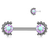 Titan Nippelpiercing Zirkonia Opal Silber Push-In