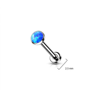 Titanium Labret Opal Flat Silver Push-In