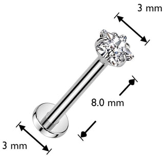 Titanium Labret star zirconia Push-In