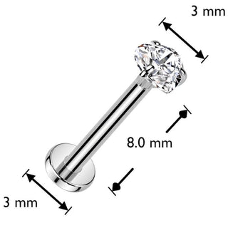 Titanium Labret heart zirconia Push-In