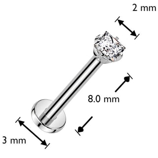 Titanium Labret square zirconia Push-In