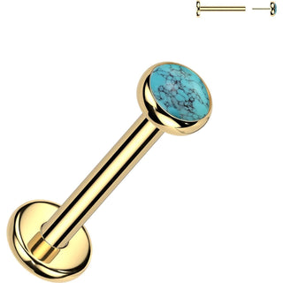 Titanium Labret Bezel Set Natural Stone Push-In