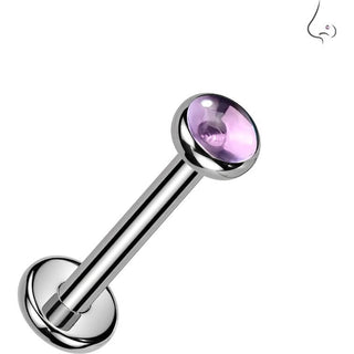 Titanium Labret Bezel Set Natural Stone Push-In