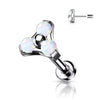 Titanium Labret Push-In Triangle Opal Silver
