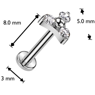 Titanium Labret Trinity Zirconia Prong Setting Push-In