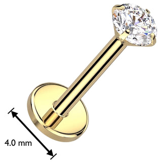 Titanium Labret zirconia prong setting 4mm base Push-In
