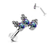 Titanium Labret 3 Zirconia Silver Push-In