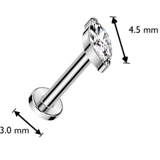 Titanium Labret zirconia marquise cut Push-In