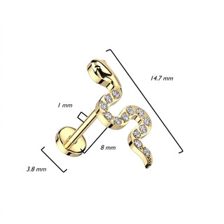 Titanium Labret Snake Zirconia Push-In