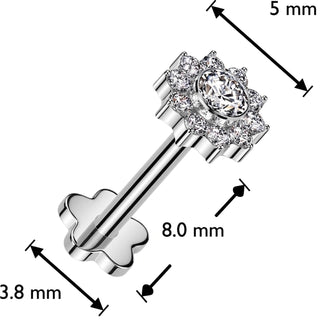 Titanium Labret flower zirconia Push-In