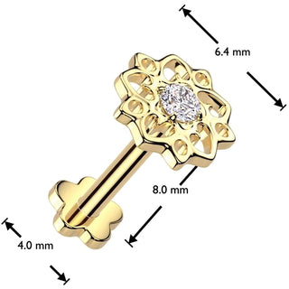 Titanium Labret flower zirconia flower base Push-In