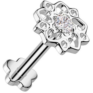 Titanium Labret flower zirconia flower base Push-In