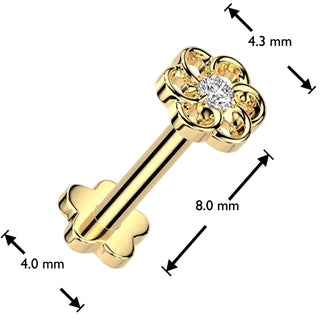 Titanium Labret flower zirconia flower base Push-In