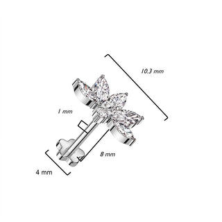 Titanium Labret Marquise Cut Zirconia Push-In