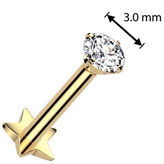 Titanium Labret Zirconia star base Push-In