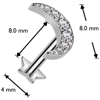Titanium Labret Moon Zirconia star base Push-In