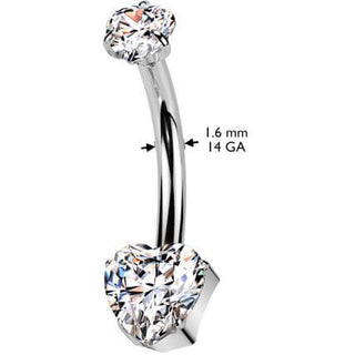 Titan Bauchnabelpiercing Herz Zirkonia Push-In