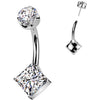 Titanium Belly Button Piercing round zirconia square zirconia Push-In
