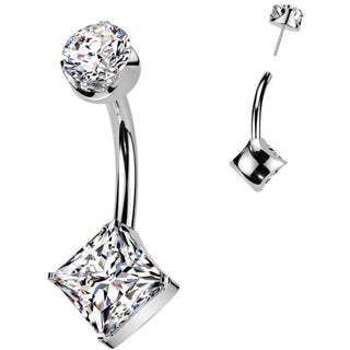 Titanium Belly Button Piercing round zirconia square zirconia Push-In