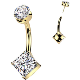 Titanium Belly Button Piercing round zirconia square zirconia Push-In