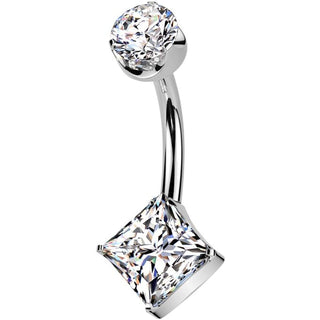 Titanium Belly Button Piercing round zirconia square zirconia Push-In