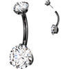 Titanium Belly Button Piercing 2 zirconia Push-In