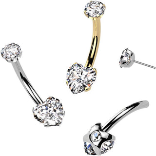 Titan Bauchnabelpiercing Herz Zirkonia Krappenfassung Push-In