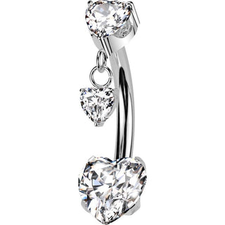 Titan Bauchnabelpiercing Zirkonia Herz Anhänger Krappenfassung Push-In