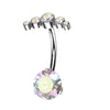 Titan Bauchnabelpiercing Fächer Zirkonia Push-In