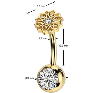 Titanium Belly Button Piercing flower zirconia Push-In