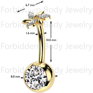 Titanium Belly Button Piercing flower zirconia Push-In