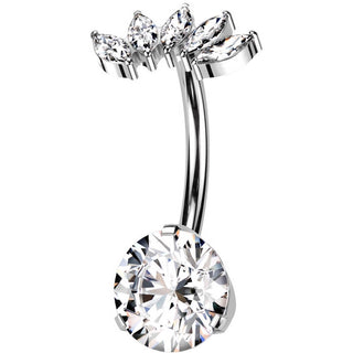 Titan Bauchnabelpiercing Marquise Schliff Zirkonia Push-In