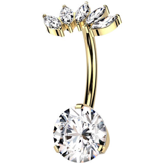 Titan Bauchnabelpiercing Marquise Schliff Zirkonia Push-In