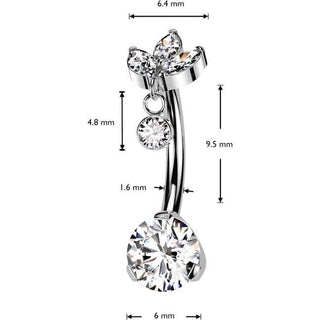 Titan Bauchnabelpiercing Zirkonia Kleiner Anhänger Marquise Schliff Push-In
