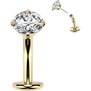 Titanium Belly Button Piercing prong set zirconia Push-In